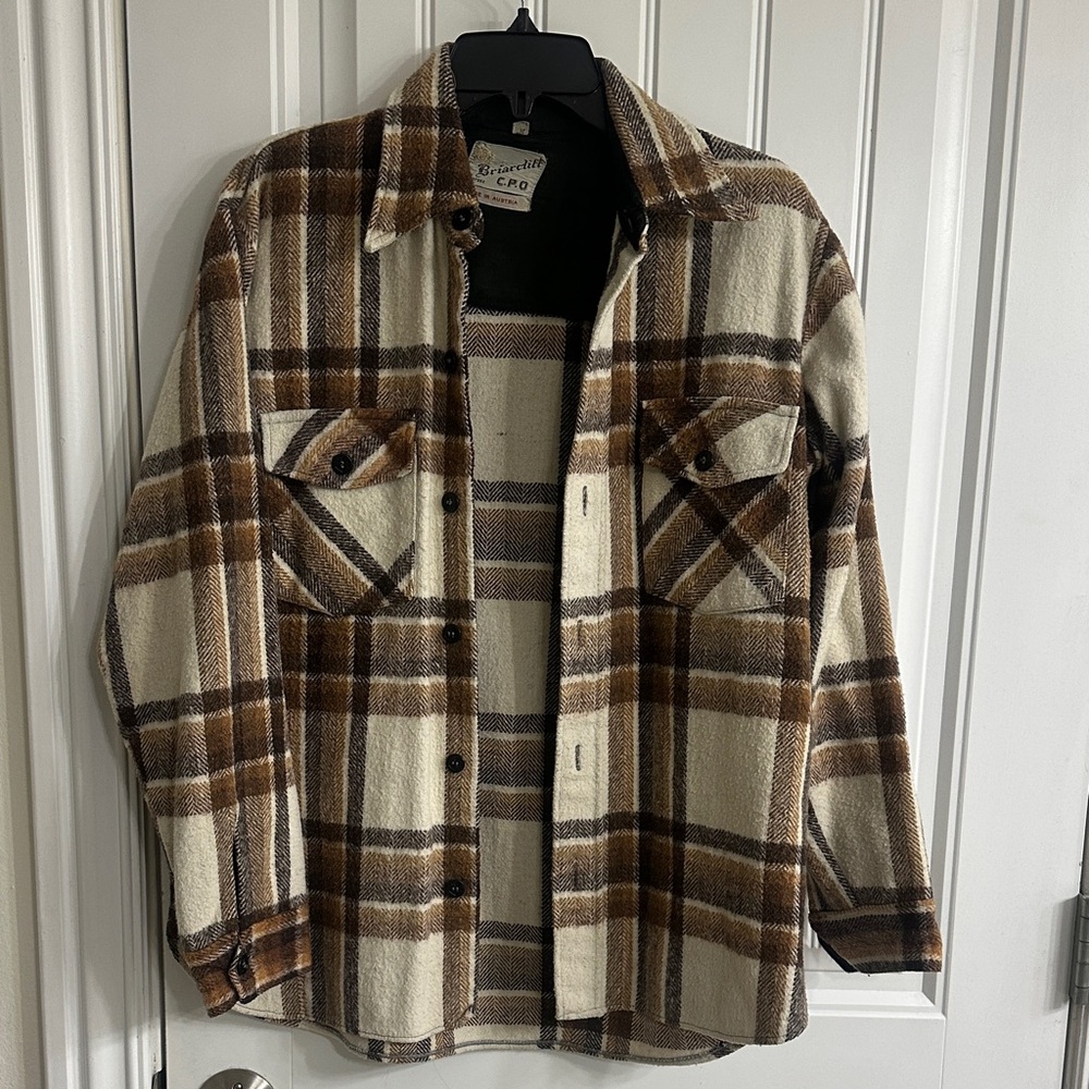 Vintage 60s Mens Briarcliff Sportswear Wool Plaid Jacket Coat Shirt Austria M
